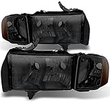 For Dodge Ram 1500 2500 3500 Pickup Truck Sport Package Smoke Headlights Head Lamps Replacement Pair Set