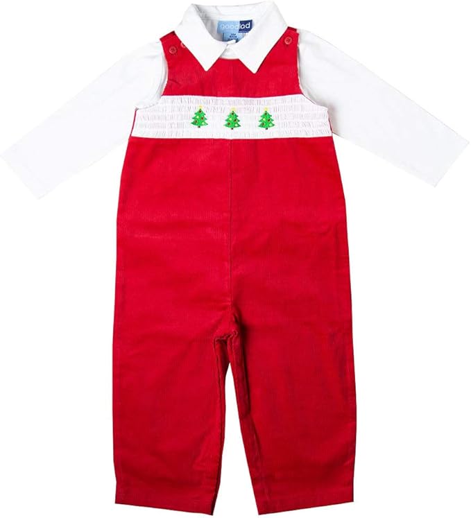 Good Lad Newborn/Infant Boys Red Overall Set with Christmas