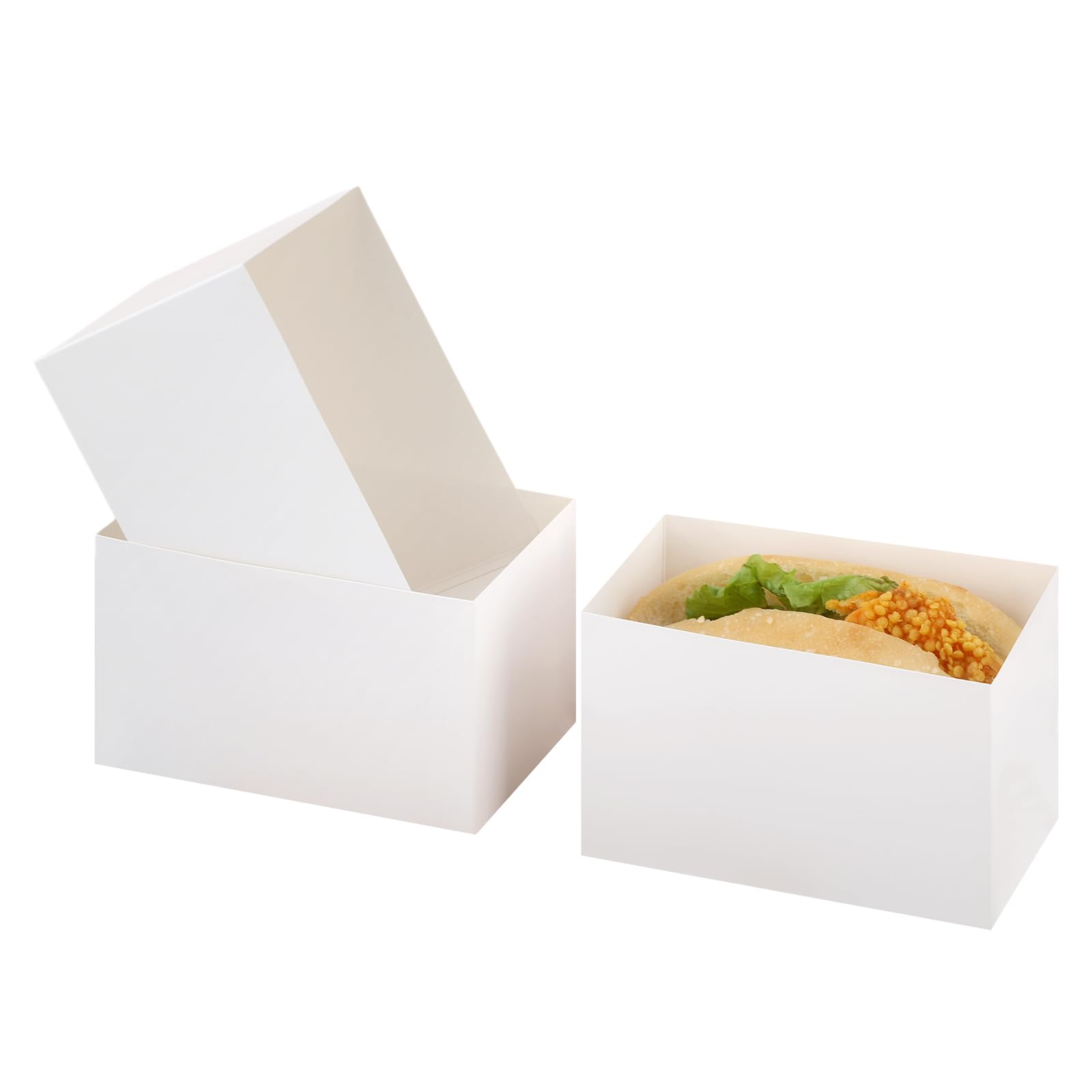 Photo 1 of Bakbania 60 Pieces Paper Sandwich Boxes Take Out Containers 4.7x3.1x2.8 Inch Sandwich Cake Boxes for Toast, Donuts, Burgers(White)
