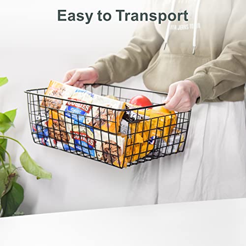 Wire Baskets, Fcolor 6 Pack Pantry Baskets for Storage, Black Metal