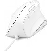 SANWA Wired Ergonomic Vertical Mouse, Silent &amp; Programmable Buttons, White | Remapping with Software, Optical USB Mouse, 1000/1600 DPI, Wrist Relief, 55&deg; Natural Comfort, Compatible Win/Mac/Laptop/PC