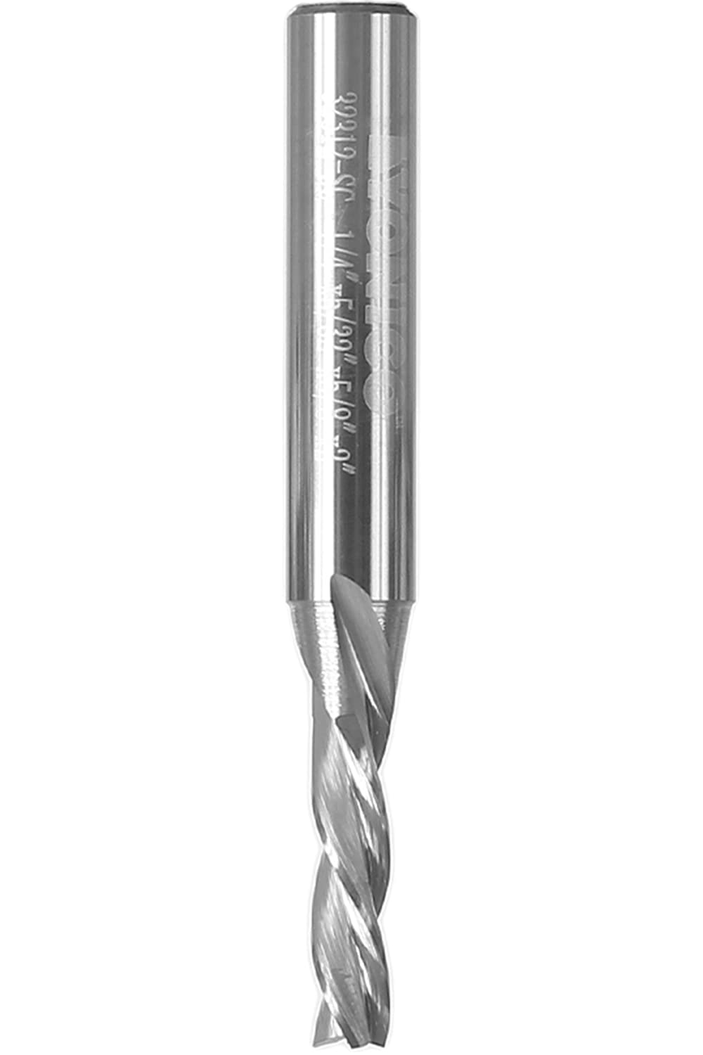 Yonico 32312-SC - Downcut Spiral End Mill CNC Router Bit, Diameter: 5/32", Cutting Height: 5/8", Flutes: 3-1/4" Shank