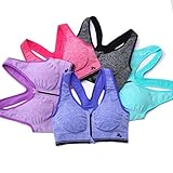 Encounter Women's Strech Removable Pads Front Zipped Comfort Sports Bra