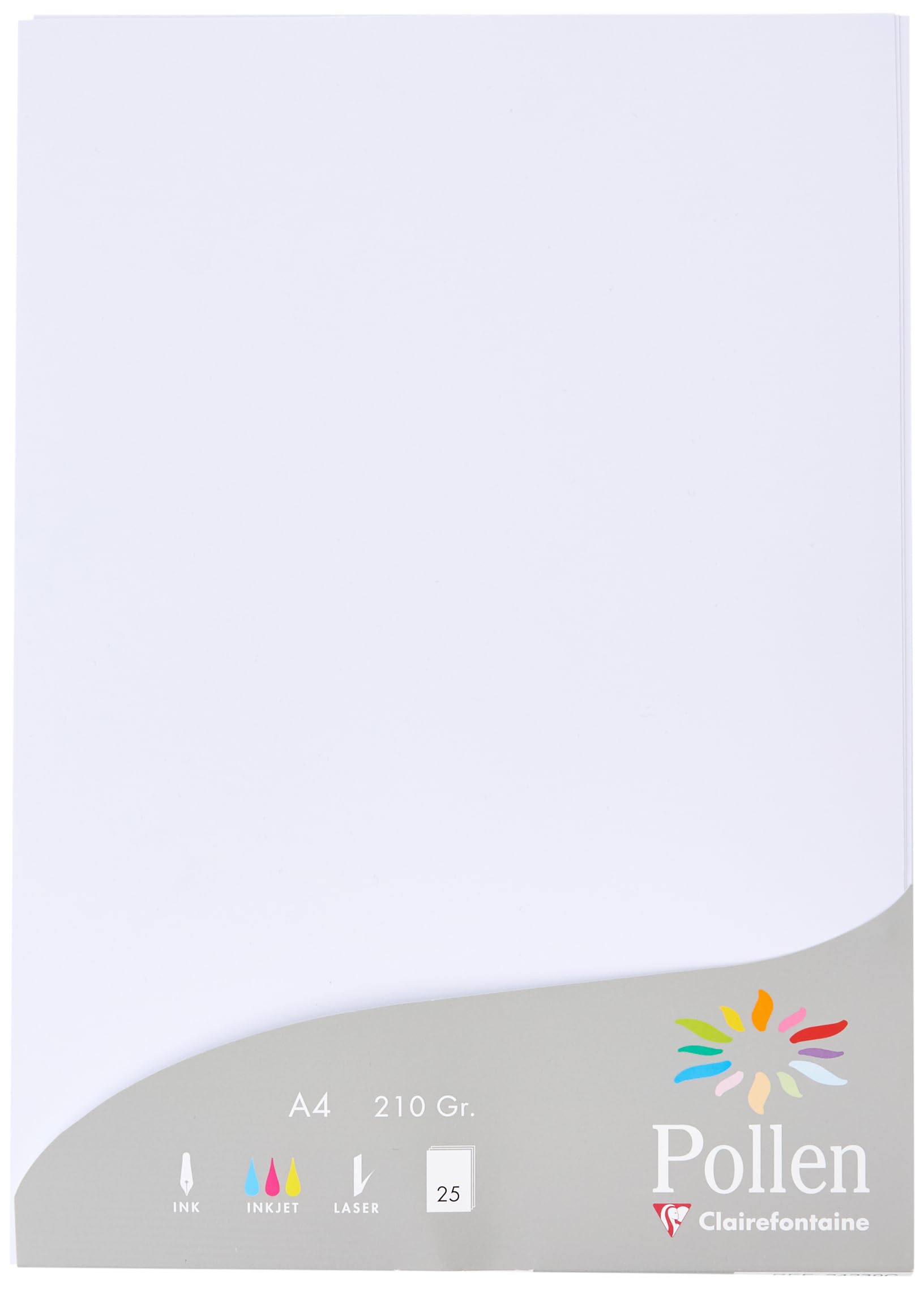 Clairefontaine 24239C Wallet of 25 Sheets Format A4 (21x29,7cm) 210gsm colour White Invitation Paper Events Correspondence Pollen Range Premium Paper Smooth