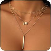 PDWZNBA Layered Initial Necklace for Women, 14K Real Gold-Plated A-Z Letter Necklace Cute Initial Necklace 3-Layer Adjustable Necklace Set Trendy Jewelry Gifts for Women