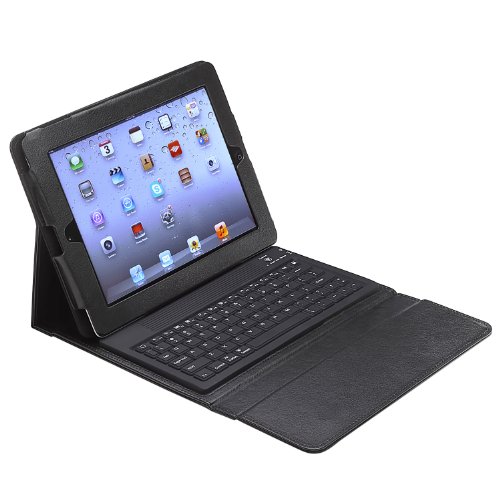 Aduro LIQUA-SHIELD Folio Case with Bluetooth Keyboard for Apple iPad 2, iPad 3 & iPad 4 Generation (Retail Packaging) (Black)