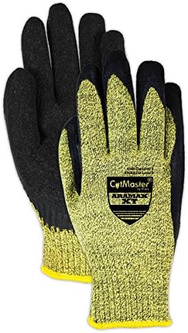 MAGID Safety AX510010 CutMaster Aramax XT Gloves with Crinkle Latex Palm, Size 10, Yellow (12 Pair)