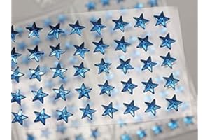 ALLSTARCO 8mm Blue LQ05 Star Self Adhesive Acrylic Rhinestones Plastic Face Gems Stick On Body Jewels for DIY Cards and Invitations Crafts Bling Sticker - 5 Sheets - 250PCS