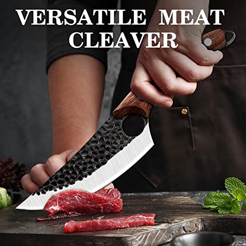 WUELY Viking Knife Meat Cleaver Knife Hand Boning Knife with