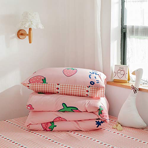 AOJIM Japanese Kawaii Style Pure Cotton Cartoon Pink Duvet Cover