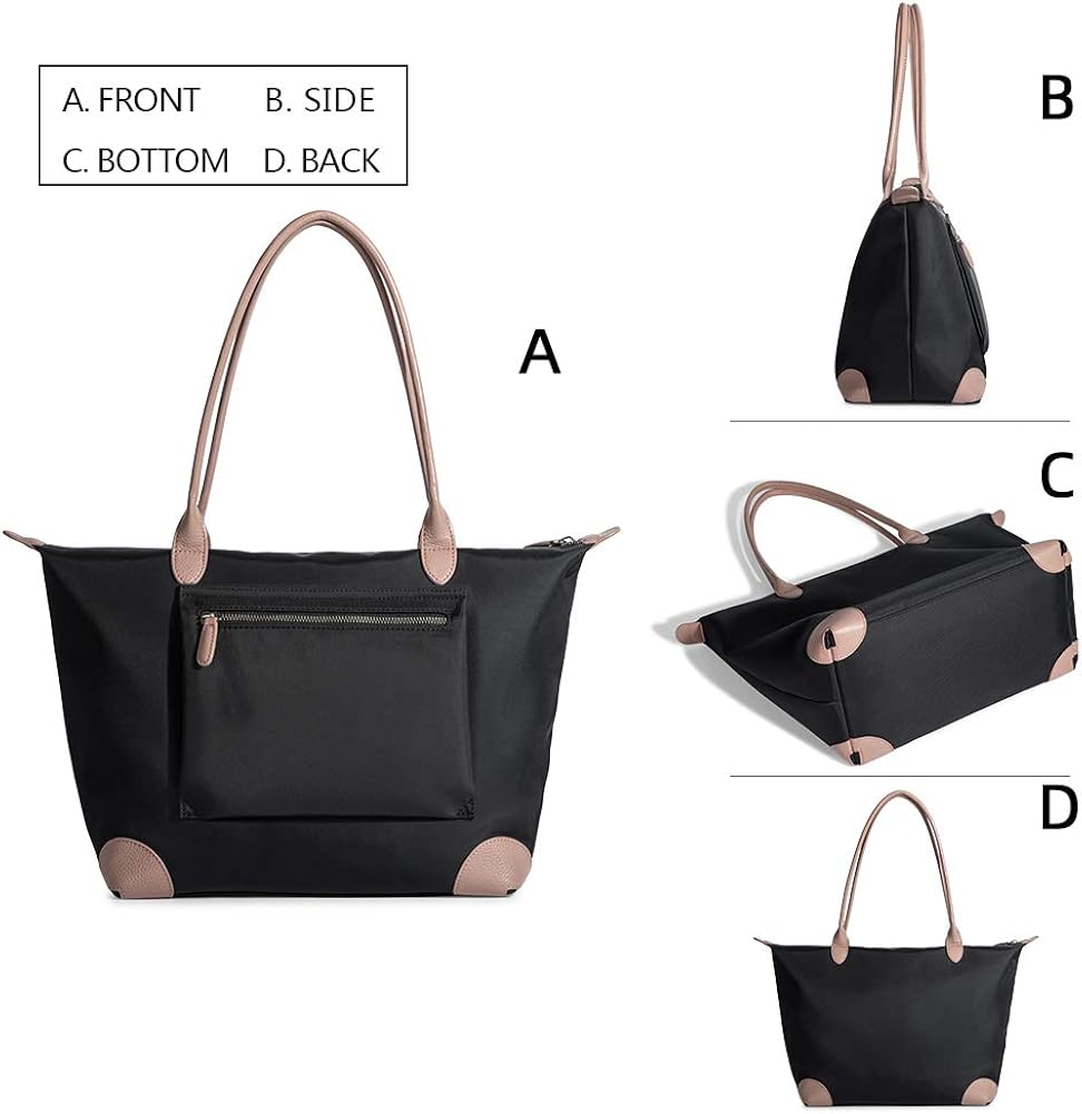 Doris&Jacky Tote Bag For Women Large Lightweight Designer Leather Nylon Work Shoulder Bag And Foldable Travel Purse - Image 3