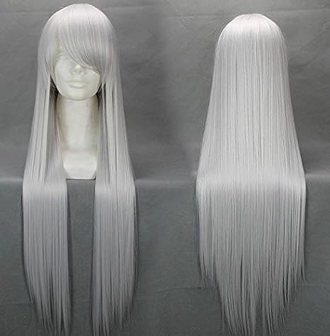 Amazon  コスプレ ウィッグ wig かつら ロング ストレート 80cm 白 