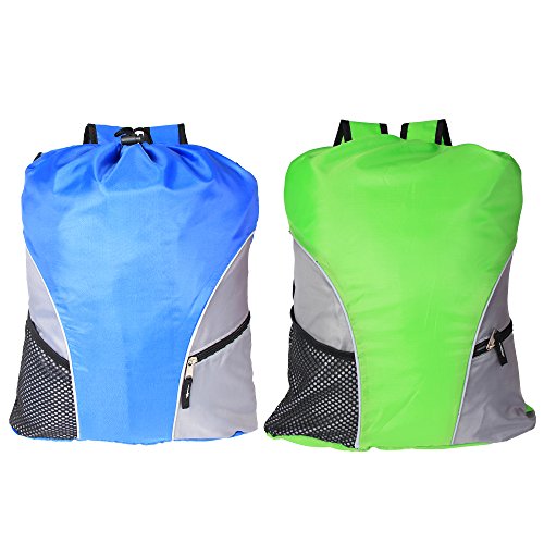 Damero Drawstring Backpack, Lightweight Sport Gym Shoulder Bag Sack pack Rucksack with Reflective Tapes, Perfect for Travel, School, Exercise.