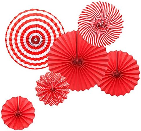 youta Hanging Paper Fans Kit Decor Folding Art Tissue Paper Fans Party Festival Wedding Home Decoration Red