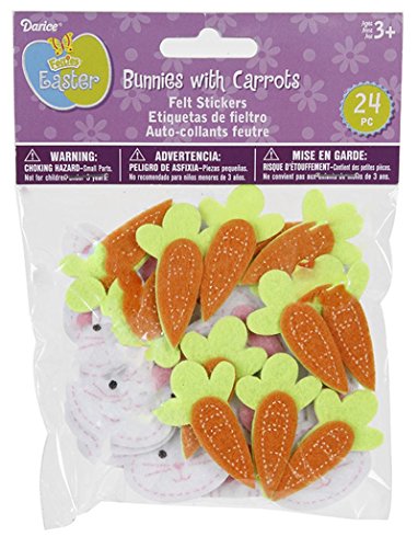 Felties Stickers - Bunnies with Carrots - 24 pieces