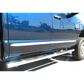 MaxMate Made in USA! Compatible with 2002-2008 Dodge Ram 1500/03-2009 2500 Quad Cab 8 ft Long Bed Rocker Panel Chrome Stainless Steel Body Side Moulding Molding Trim Cover 1.5" 4PC