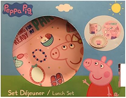New Peppa Pig 3 Piece Childrens Ceramic Lunch Dinner Breakfast Set - Peppa