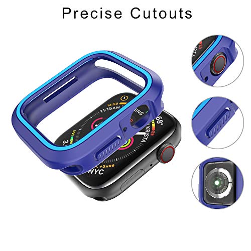 Compatible Apple Watch Case 44mm Series 4 Series 5, Shockproof and Shatter-Resistant Protective Bumper Cover iwatch Case, Dark Blue & Blue - Thumbnail 4