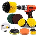Conthfut Scrub Brush Drill-8Piece Drill Brush Attachment Set, Scrubber Brush Pads & Sponge Power Car Drill Scrubbing Brush for Bathroom Shower Scrubbing Kitchen & Automobile