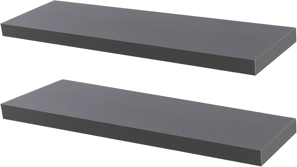 Harbour Housewares 80cm Grey Floating Shelves Pair
