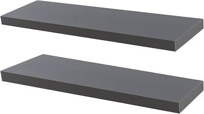Harbour Housewares 80cm Grey Floating Shelves Pair