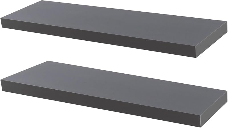 Harbour Housewares 80cm Grey Floating Shelves Pair