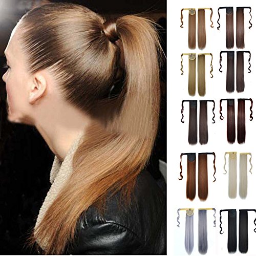 DEESEE(TM) New Clip In Human Hair Extension Straight Pony Tail Wrap Around Ponytail