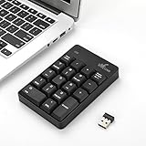 Wireless Numeric Keypad, Vive Comb External Number Pad Portable Numpad with 2.4G Mini USB Receiver for Laptop, Desktop, PC, Notebook-Black