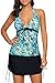 Sidefeel Women Printed Tankini With Skirtini Two Pieces Swimsuit Set