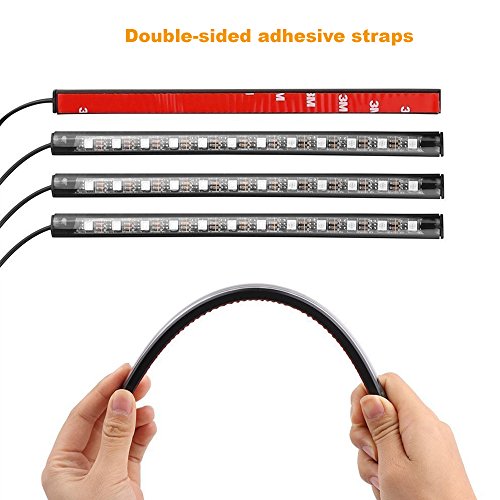 Car LED Interior Decorative Strip Lights, DC 12V (72 LEDs) Multicolor Music Active Car Strip Lights Under Dash Lighting Kit with Sound Active Function and Wireless Remote Control - Thumbnail 4