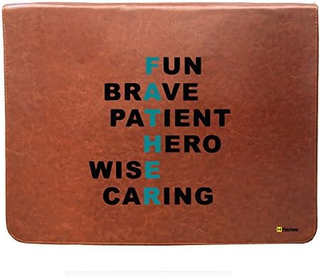 Hamee Original Tan Brown Leather Sleeve for New Apple MacBook Pro 13.3-Inch Laptop / Universal 13 inches Laptop Sleeve -F.A.T.H.E.R Word Adjective