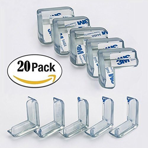 20 pcs Baby Safety Clear Corner Guards with 3M Adhesive, L-Shaped