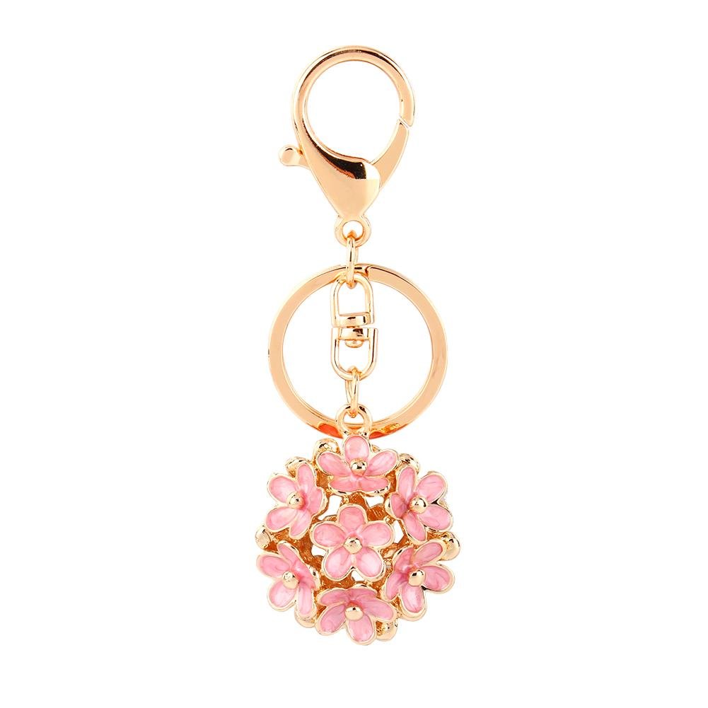 Cute Rhinestone Flower Keyring with Crystal Keyring Charm Pendant Colorful Flower Purse Key Ring for Bag Purse Car Gift Five Color Decoration