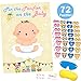 Hooqict Pin The Pacifier On The Baby Game, Baby Pacifier Games Poster with 72pcs Pacifiers Stickers Baby Shower Games Party Favors Girls Boys Kids Birthday Party Supplies