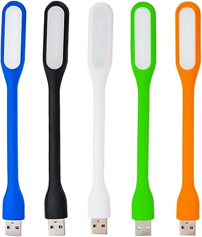 YLC 5 Pack USB LED Light Lamp Orange Navy Blue Black Pink Green 5V 1.2W
