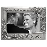 Malden International Designs Mr. &amp; Mrs. Die Cast Metal Waves Frame, 4x6, Silver (Kitchen)
