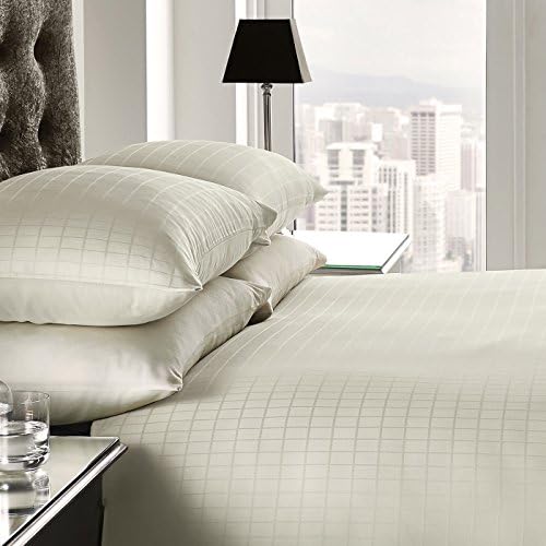Classic Tuscany Checks Bedding Duvet Cover 2 Pillowcase Set, Natural - Superking Size