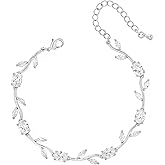 MEEDOZ Gold/White Gold/Rose Gold Plated Cubic Zirconia Tennis Bracelets for Women Adjustable Dainty Rose Flower Wedding Brides Bracelets For Party Prom