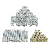 TOVOT 20 Pack Furniture Side Connecting Cam Fittings 12 mm x 15 mm (L x D) Pre-inserted Nuts Dowels