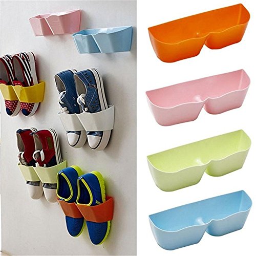 Wall Mounted Shoes Rack - 5 PCS Plastic Shoe Storage Racks for Entryway Over the Door Shoe Hangers Organizer Hanging