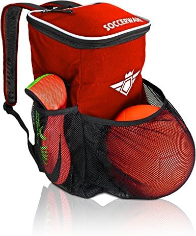 サッカーバックパック ボールホルダーコンパートメント付き 男の子女の子用 すべてのサッカー用品ジムギア