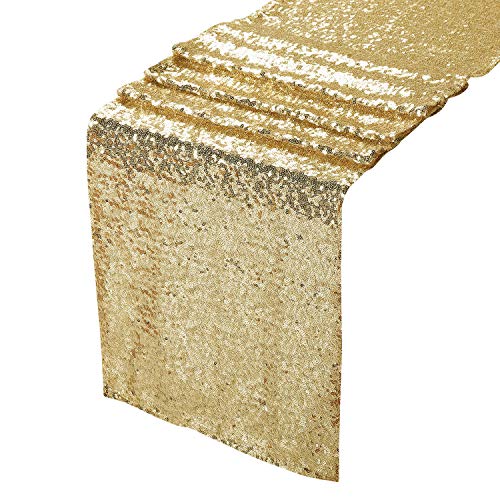 BSFTPA Sequin Table Runner for Party Event Decorations (Gold, 12"x72")