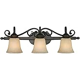 Golden Lighting Belle Meade 3 Light Bath Vanity in Rubbed Bronze with Tea Stone Glass