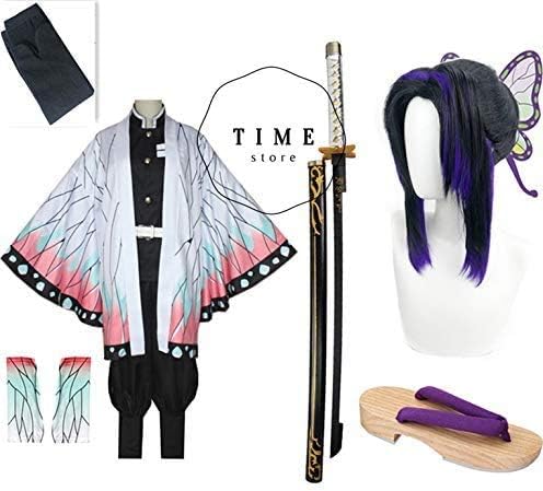 Amazon 鬼滅ノ刃 鬼滅の刃 胡蝶しのぶ コスプレ衣装 靴下 ウィッグ 靴 道具刀 100cm 風 全セット 変身 仮装 舞台 ハロウィン クリスマス コスプレ 仮装 通販