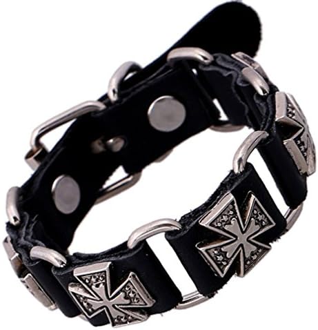 Most Beloved Classic Adjustable Leather Cord Woven Wrap Cross Bracelet Punk