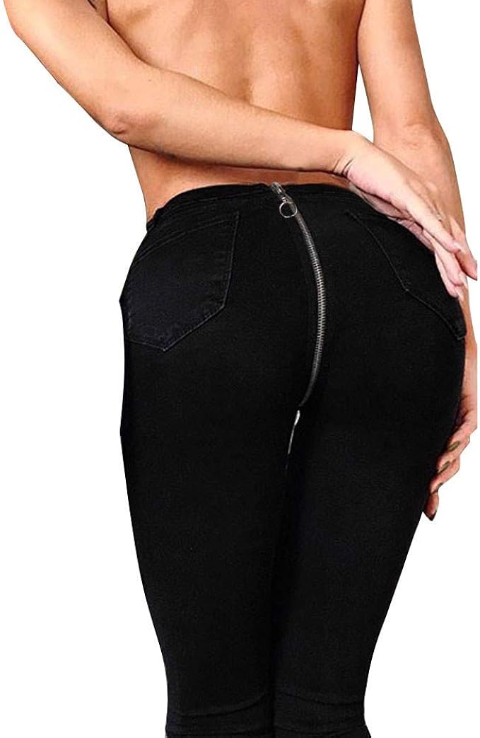 high waisted back zipper pants