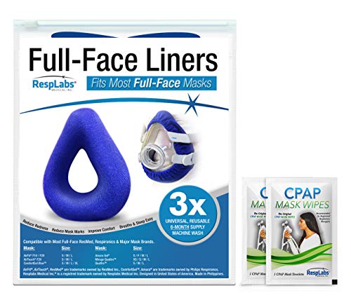 RespLabs Full Face CPAP Mask Liners - [3 Pack] Reusable, Universal, and Super Comfortable