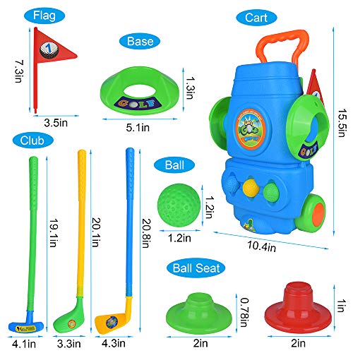 Portzon Golf Clubs, Golf Club Set with Wheels, 3 Clubs 3 Golf Balls Colorful Golf Accessories for Outdoor Sports - Thumbnail 4
