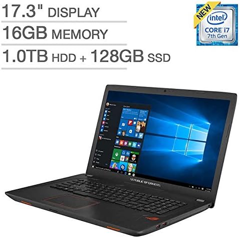 2017 Newest ASUS ROG 17.3" Gaming Laptop - Intel Core i7-7700HQ - 16GB RAM - 1TB HDD + 128GB SSD - GTX 1050Ti NVIDIA Graphics