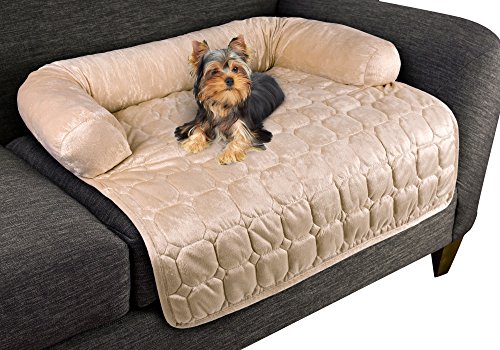Furniture Protector Pet Cover for Dogs and Cats with Shredded Memory Foam filled 3-Sided Bolster Soft Plush Fabric by PETMAKER Â- 30Â” x 30.5Â” Beige